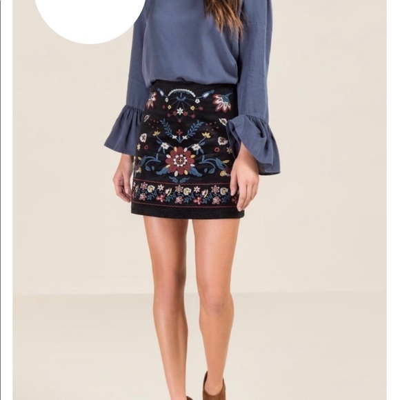 Francesca's Collections Dresses & Skirts - Francesca’s Hillary Embroidered Front Skirt Size S